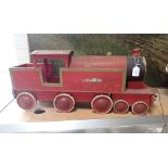 A LARGE VINTAGE TOY WOODEN STEAM TRAIN LOCOMOTIVE