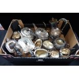 A COLLECTION OF SILVER PLATED TEA WARES