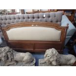 A FRENCH STYLE STAINED BEECH BED HEADBOARD