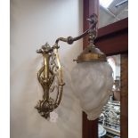 A BRASS AND NICKEL PLATED ART NOUVEAU ELECTRIC WALL LIGHT