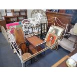 A VICTORIAN IRON DOUBLE BEDSTEAD