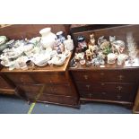 A REPRODUCTION WALNUT CHEST OF DRAWERS