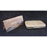 A VINTAGE SHAGREEN AND SILVER MOUNTED CIGAR CASE