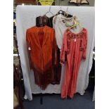 A VINTAGE DRESS MADE FROM AN EARLIER SILK SHAWL,