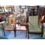 AN EDWARDIAN MAHOGANY ARMCHAIR a