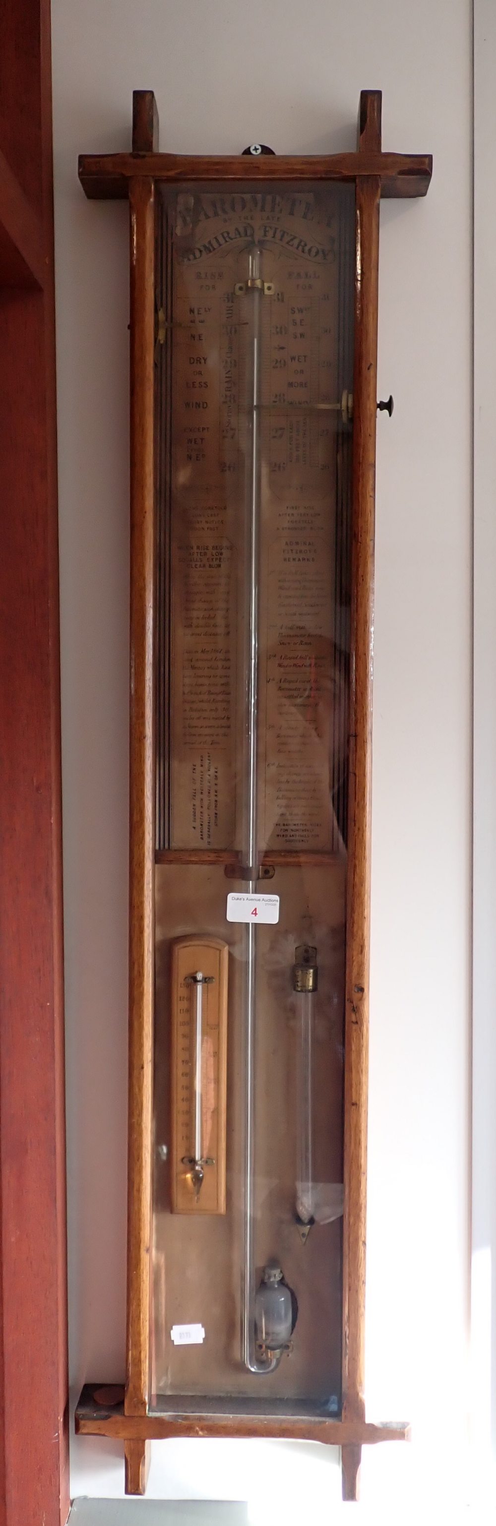 A VICTORIAN OAK-CASED ADMIRAL FITZROY BAROMETER