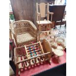 A DOLL'S SIZE WICKER CONSERVATORY SUITE