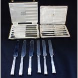 ASPREY & CO LTD A SET OF SIX SILVER HANDLED BUTTER KNIVES