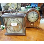 AN EDWARDIAN MAHOGANY CASED MANTEL CLOCK