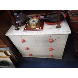 A VICTORIAN PAINTED PINE CHEST OF DRAWERS