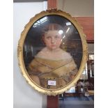 A 19TH CENTURY NAIVE PORTRAIT OF A LITTLE GIRL