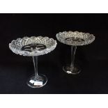 A PAIR OF EDWARDIAN CUT GLASS TAZZAS