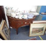 A GEORGE III STYLE MAHOGANY DEMI-LUNE SIDEBOARD