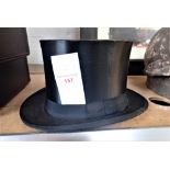 A VINTAGE BLACK COLLAPSIBLE OPERA TOP HAT