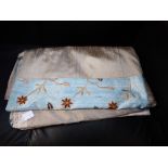 A BLUE AND EMBROIDERED SILK BEDCOVER