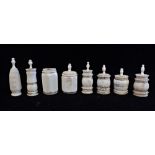 A COLLECTION OF 19TH CENTURY CARVED BONE SCENT BOTTLES (8)