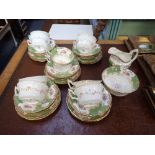 A COALPORT GREEN BATWING PATTERN TEA SERVICE