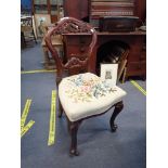 A SET OF FOUR VICTORIAN WALNUT DINING CHAIRS wi