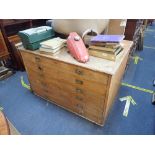 A LATE VICTORIAN OAK PLAN CHEST