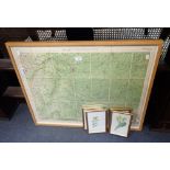 AN OAK FRAMED BATHOLOMEW'S MAP OF HUNTINGDON