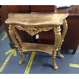 A GILT ROCOCO STYLE CONSOLE TABLE