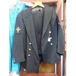 A VINTAGE TWO PIECE BLACK NAVAL UNIFORM