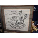 A LARGE CHINESE SCROLL 114 cm wide