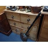 A VICTORIAN STRIPPED PINE CHEST OF DRAWERS