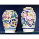 TWO POOLE POTTERY TRADITIONALLY PAINTED VASES