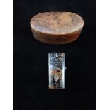 A 19TH CENTURY BURR WOOD SNUFFBOX, OF OVAL FORM