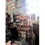 A STRIPPED PINE WASHSTAND, A PINE TOWEL HORSE