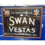 AN EDWARDIAN GLASS ADVERTISING SIGN, 'SWAN VESTAS,