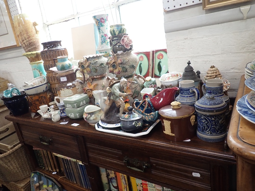 A PAIR OF VICTORIAN CERAMIC VASES