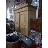 A LARGE 19TH CENTURY EUROPEAN PAINTED PINE ARMOIRE