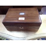 A VICTORIAN ROSEWOOD SEWING BOX, WITH CONTENTS