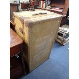 A VINTAGE VELLUM CABIN TRUNK