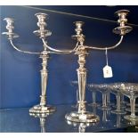 A PAIR OF SHEFFIELD PLATE CANDELABRA 42.5cm high