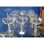 A COLLECTION OF VINTAGE HOLLOW STEM CHAMPAGNE GLASSES (13)