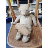 A LARGE VINTAGE PLUSH TEDDY BEAR with jointed limbs