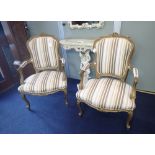 A PAIR OF LOUIS XV STYLE FAUTEUILS