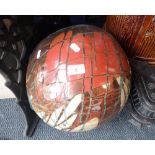 A DECORATIVE GLAZED GARDEN ORB