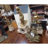 AN EARLY 20TH CENTURY FRENCH CLOCK GARNITURE