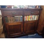 A LATE VICTORIAN WALNUT SIDE CABINET,