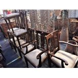 A SET OF EIGHT EDWARDIAN MAHOGANY SHERATON REVIVAL DINING CHAIRS, INCLUDING TWO CARVERS