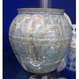 A MOTTLED BLUE GLAZED POT, 15.5cm high