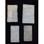 FOUR 19TH CENTURY CHINESE CARVED IVORY CARD CASES