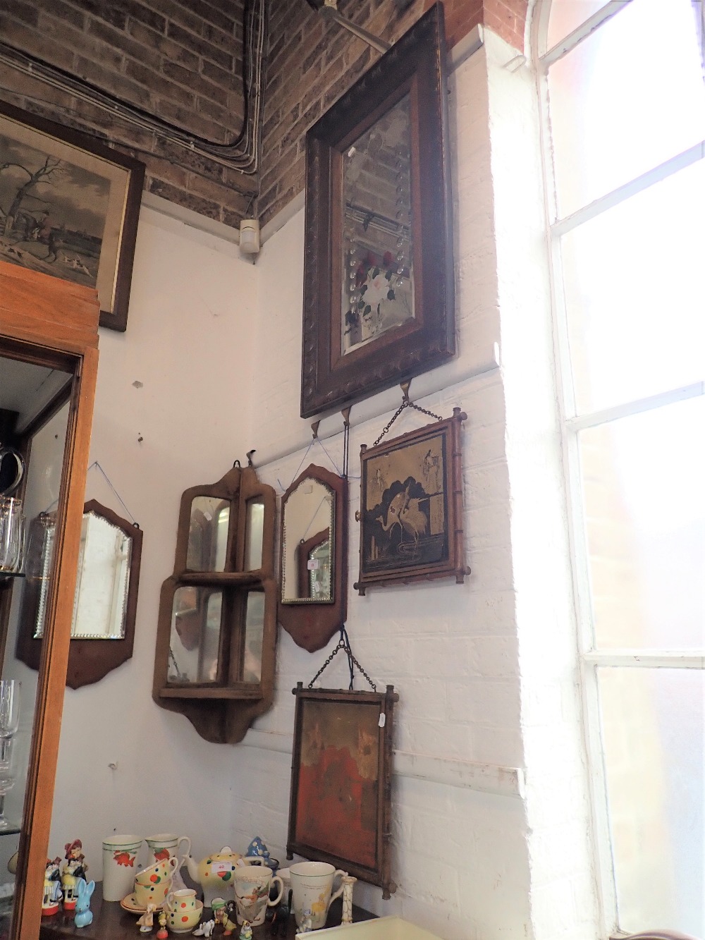 A VICTORIAN JAPANESE STYLE WALL MIRROR,