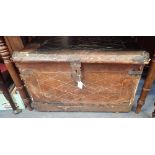 A 19TH CENTURY LEATHER TRUNK