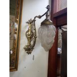 AN EARLY 20TH CENTURY BRASS AND NICKEL PLATED ART NOUVEAU WALL LIGHT