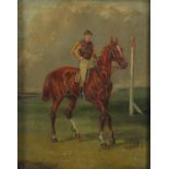 H Alken - Jockey on horseback, oil on wood panel, framed, 26cm x 20.5cm : For Further Condition